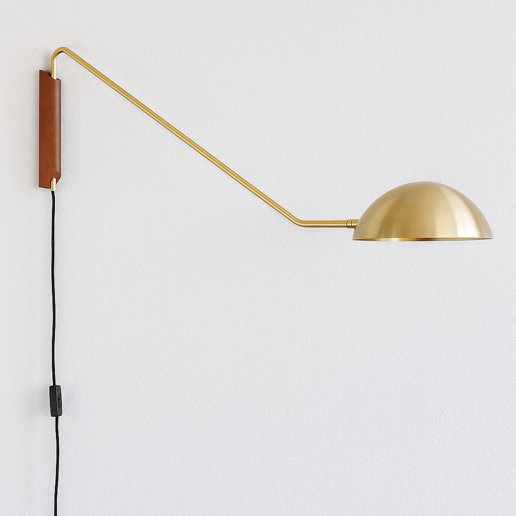 Luminária Arandela Moderna Minimalista Articulada Metal Madeira Venic - ABAZZUR™