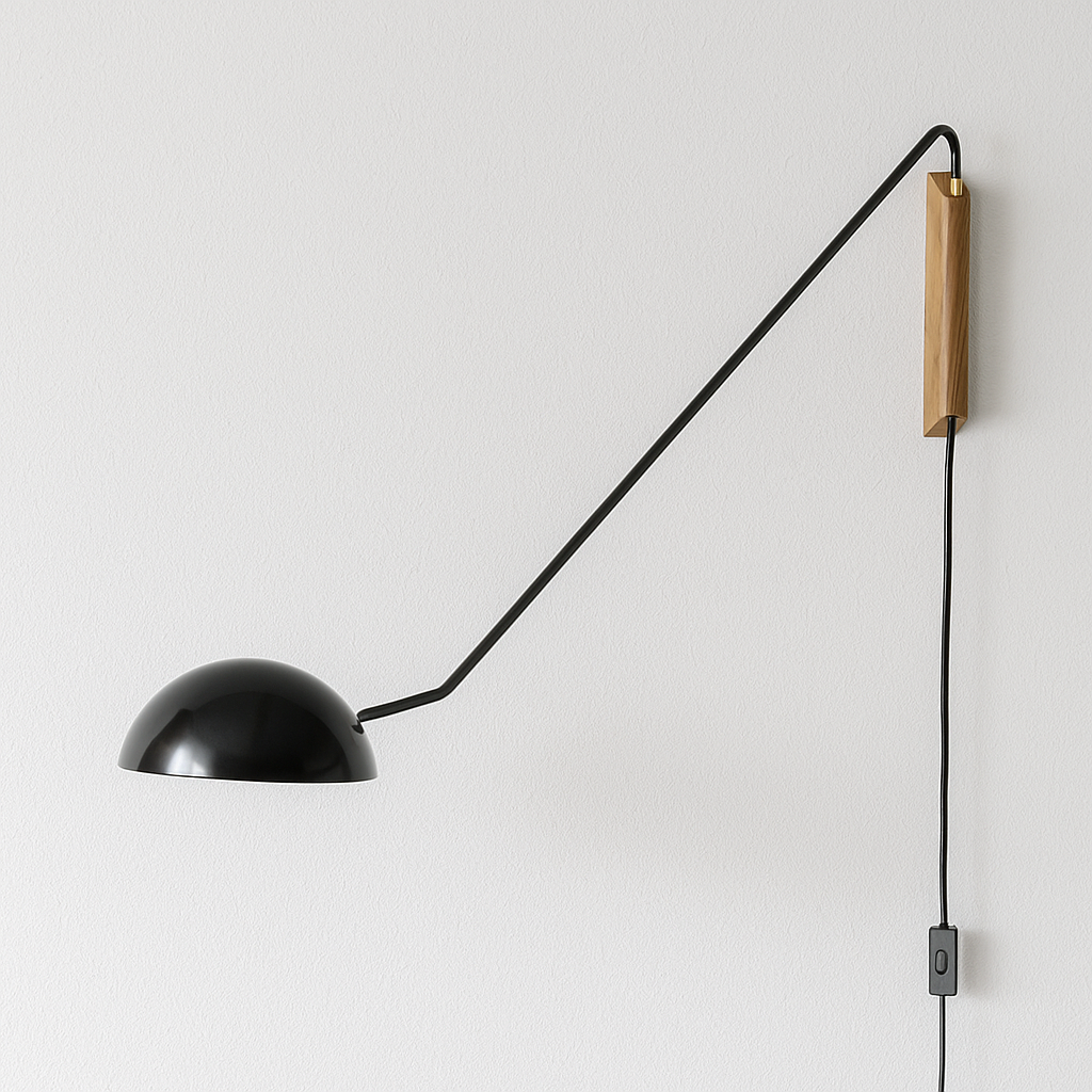 Luminária Arandela Moderna Minimalista Articulada Metal Madeira Venic - ABAZZUR™