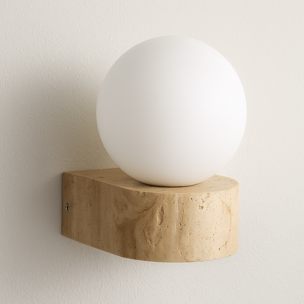 Luminária Arandela Moderna Minimalista Globo Bola Mármore Travertino Mondello - ABAZZUR™