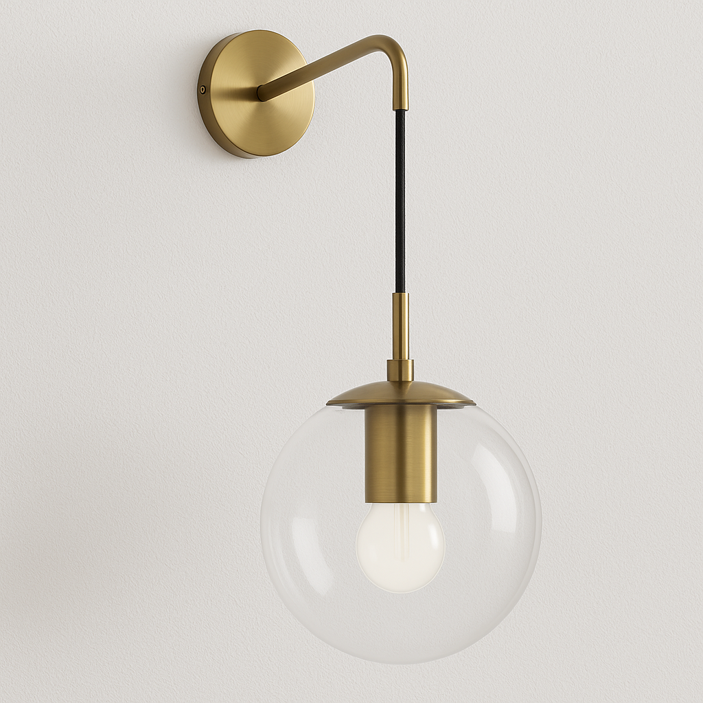 Luminária Arandela Moderna Minimalista Globo de Vidro Metal Esma - ABAZZUR™