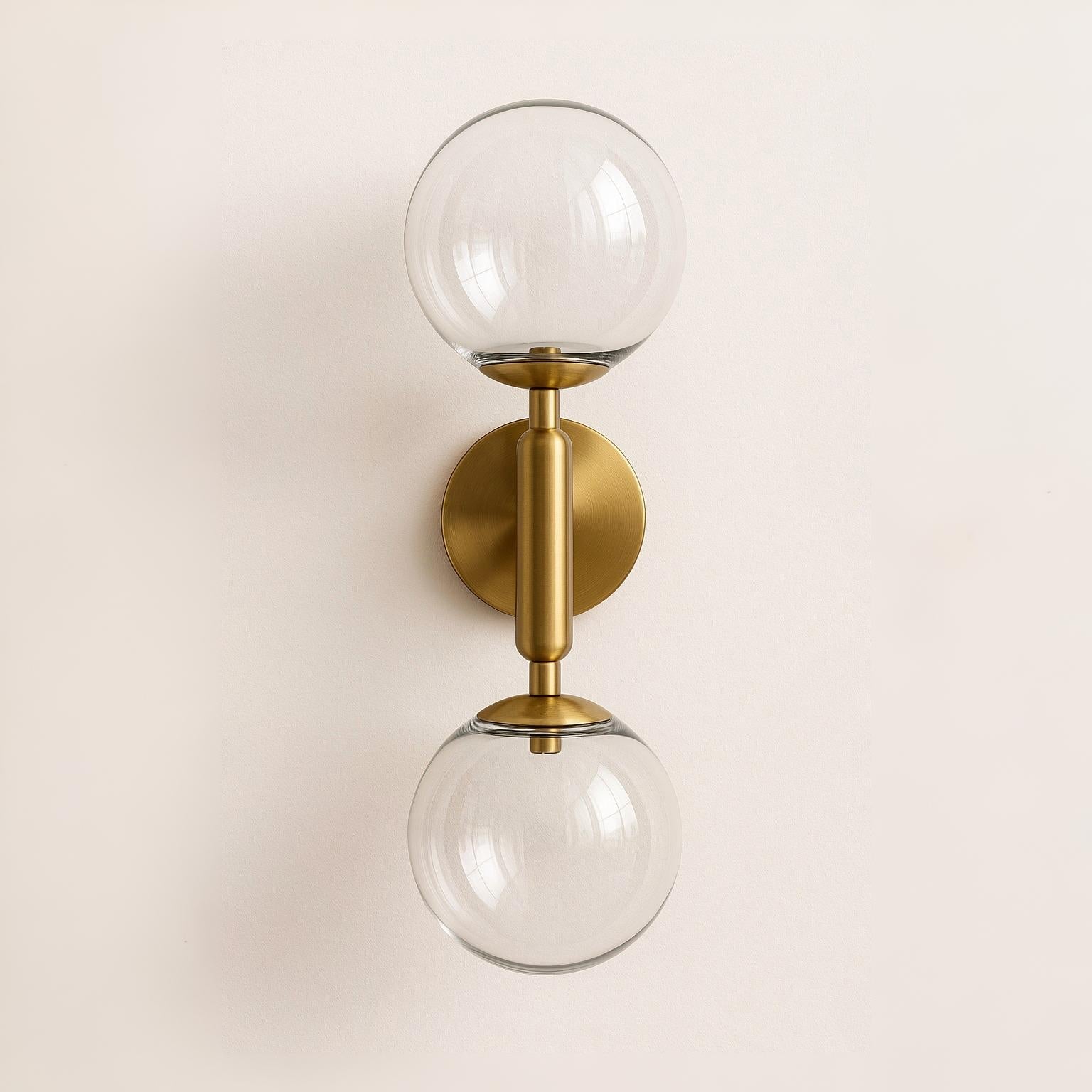 Luminária Arandela Moderna Minimalista Globos de Vidro Dourado Metal Gemay - ABAZZUR™