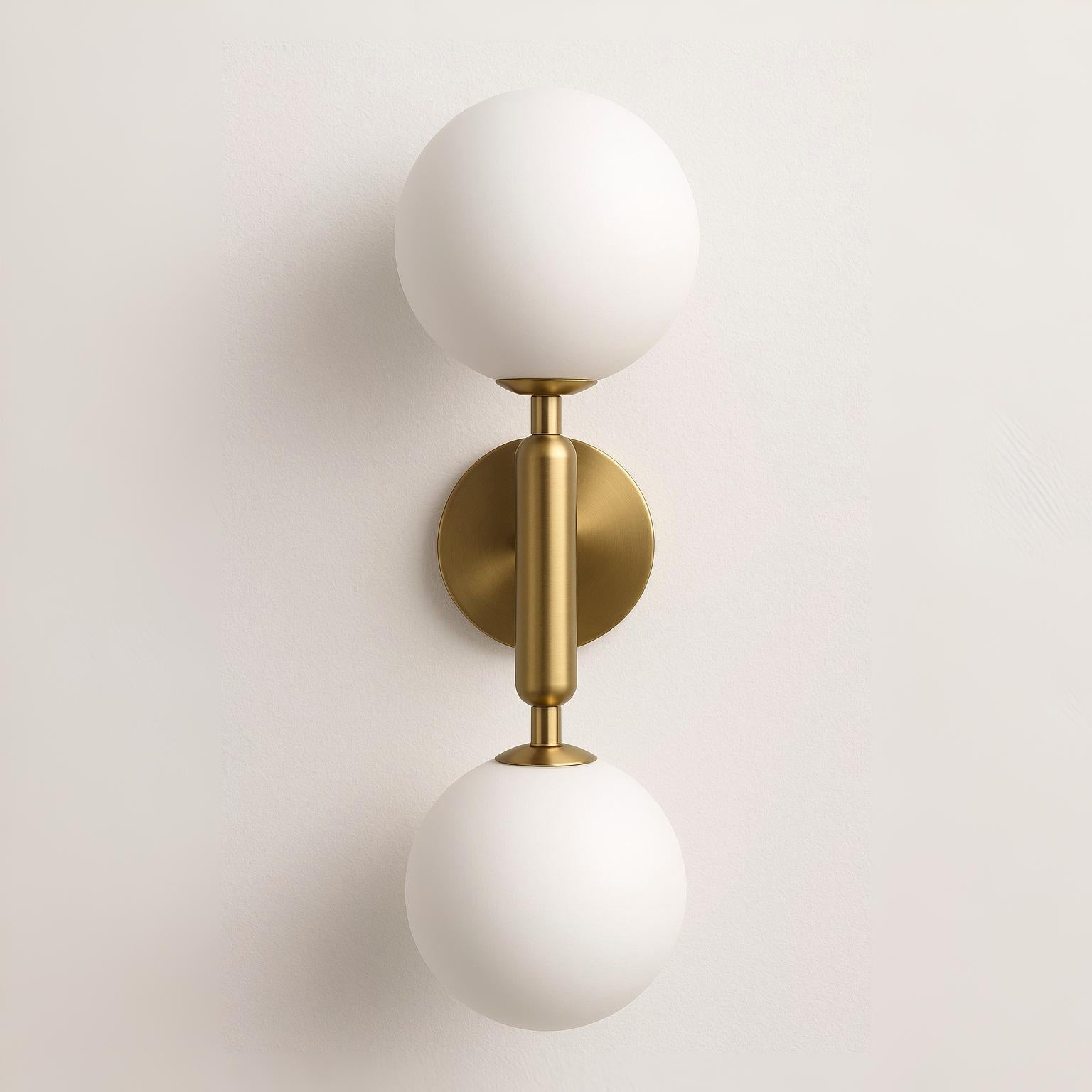 Luminária Arandela Moderna Minimalista Globos de Vidro Dourado Metal Gemay - ABAZZUR™