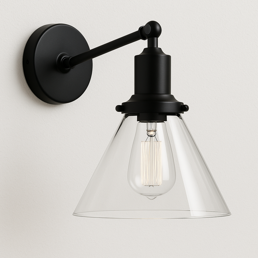 Luminária Arandela Moderna Minimalista Industrial Metal Vidro Leytn - ABAZZUR™