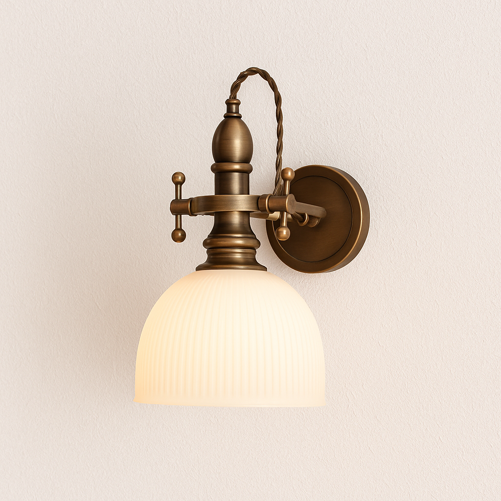 Luminária Arandela Moderna Minimalista Industrial Retrô Vidro Latão Eira - ABAZZUR™