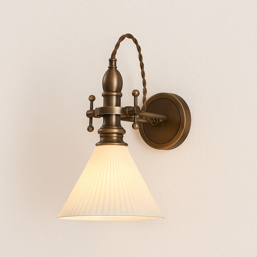 Luminária Arandela Moderna Minimalista Industrial Retrô Vidro Latão Eira - ABAZZUR™