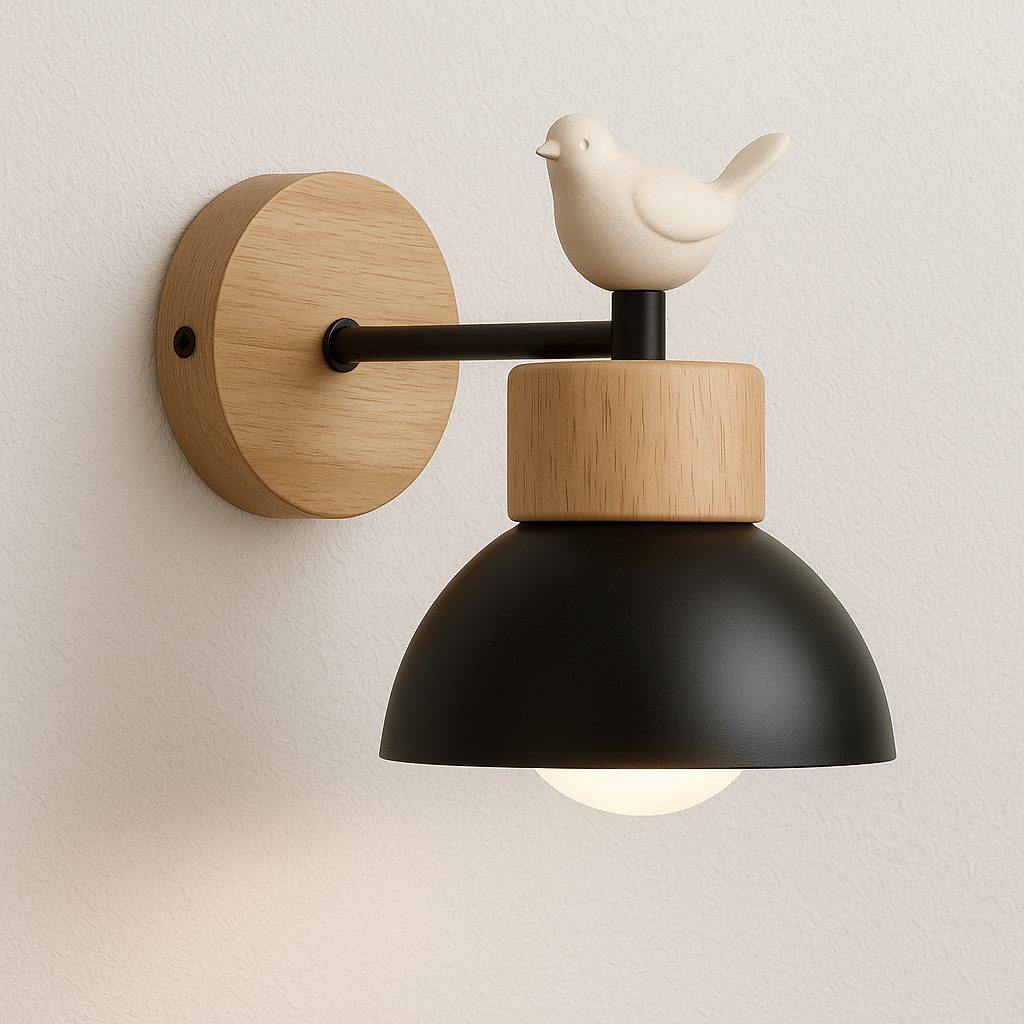 Luminária Arandela Moderna Minimalista Infantil Metal Madeira Powai - ABAZZUR™
