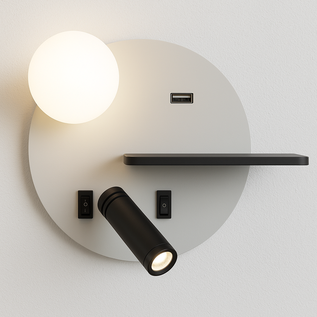 Luminária Arandela Moderna Minimalista LED Madeira Metal USB Fulton - ABAZZUR™