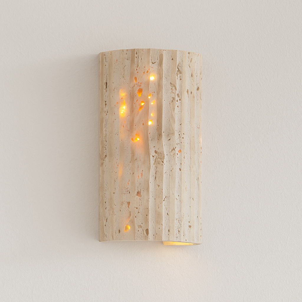 Luminária Arandela Moderna Minimalista LED Mármore Travertino Meta - ABAZZUR™