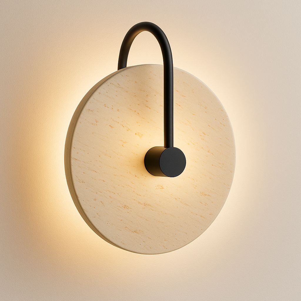Luminária Arandela Moderna Minimalista LED Mármore Travertino Metal Sèvr - ABAZZUR™