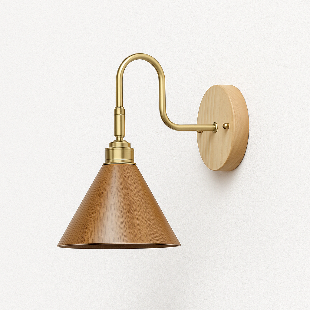 Luminária Arandela Moderna Minimalista Madeira Metal Pavia - ABAZZUR™