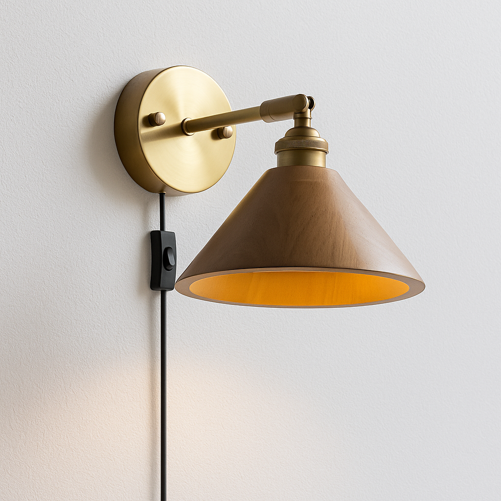 Luminária Arandela Moderna Minimalista Madeira Metal Vares - ABAZZUR™