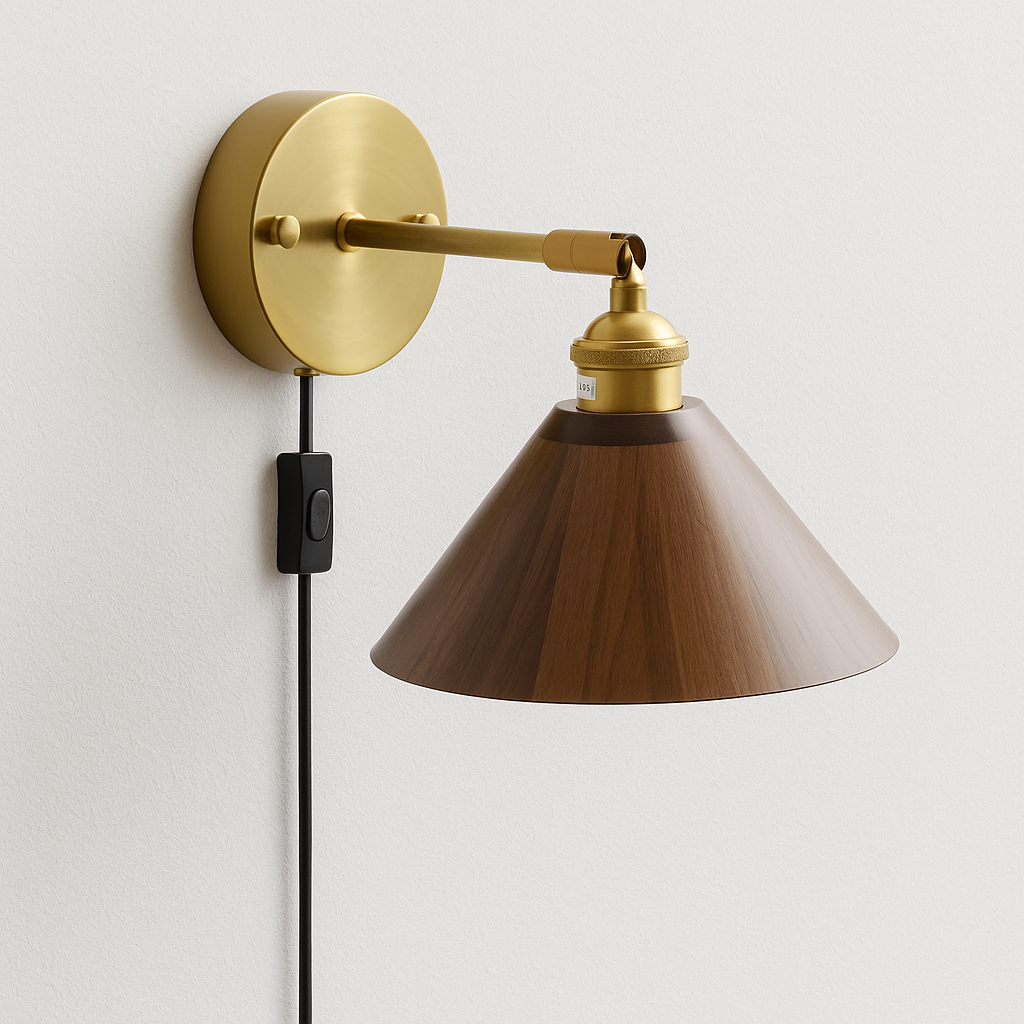 Luminária Arandela Moderna Minimalista Madeira Metal Vares - ABAZZUR™