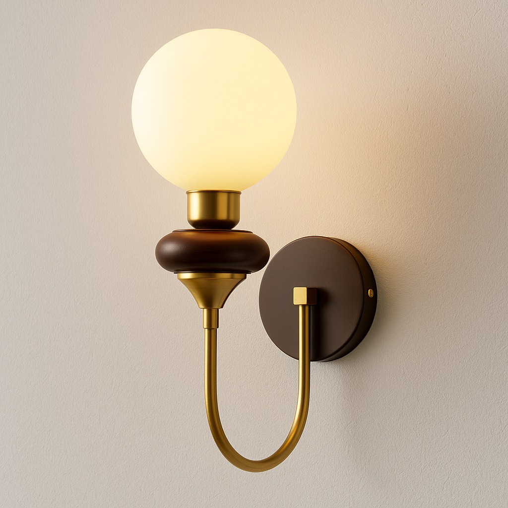 Luminária Arandela Moderna Minimalista Madeira Metal Vidro Arenella - ABAZZUR™