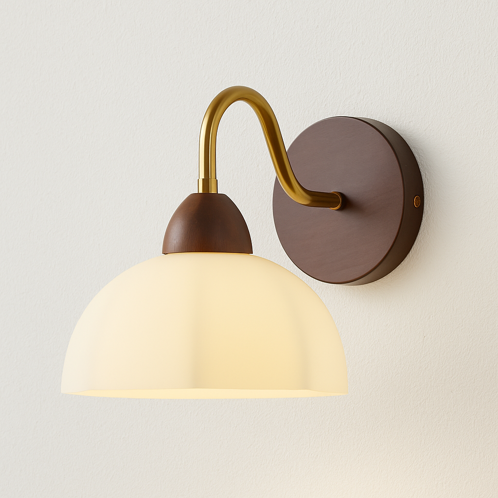 Luminária Arandela Moderna Minimalista Madeira Metal Vidro Arenella - ABAZZUR™
