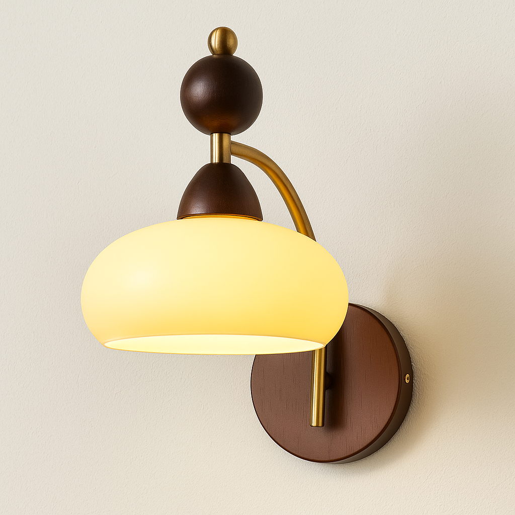 Luminária Arandela Moderna Minimalista Madeira Metal Vidro Arenella - ABAZZUR™