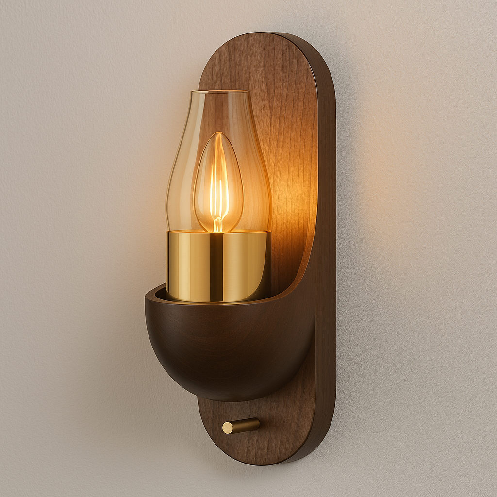 Luminária Arandela Moderna Minimalista Madeira Metal Vidro Dalst - ABAZZUR™