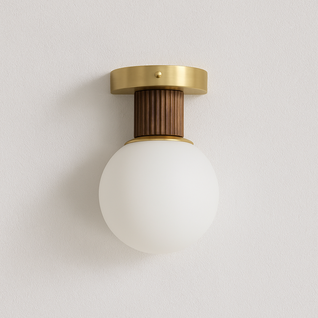 Luminária Arandela Moderna Minimalista Madeira Vidro Ivrea - ABAZZUR™