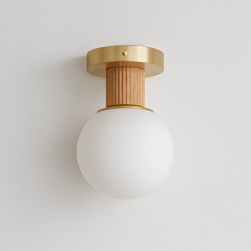 Luminária Arandela Moderna Minimalista Madeira Vidro Ivrea - ABAZZUR™