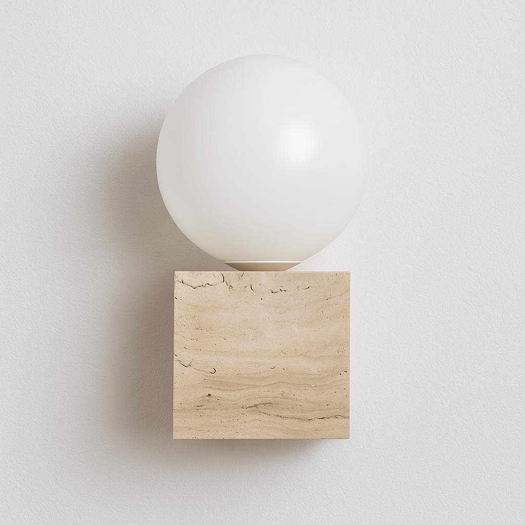 Luminária Arandela Moderna Minimalista Mármore Travertino Celle - ABAZZUR™