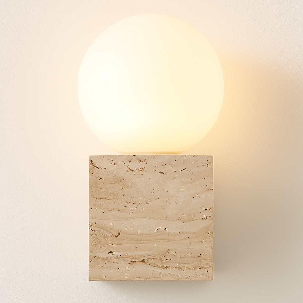Luminária Arandela Moderna Minimalista Mármore Travertino Celle - ABAZZUR™