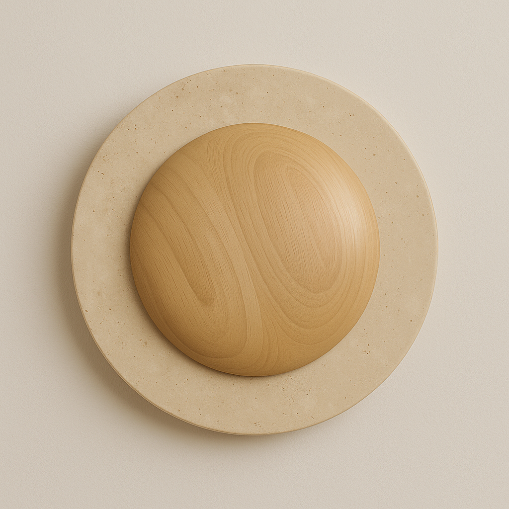 Luminária Arandela Moderna Minimalista Mármore Travertino Madeira Vibo - ABAZZUR™