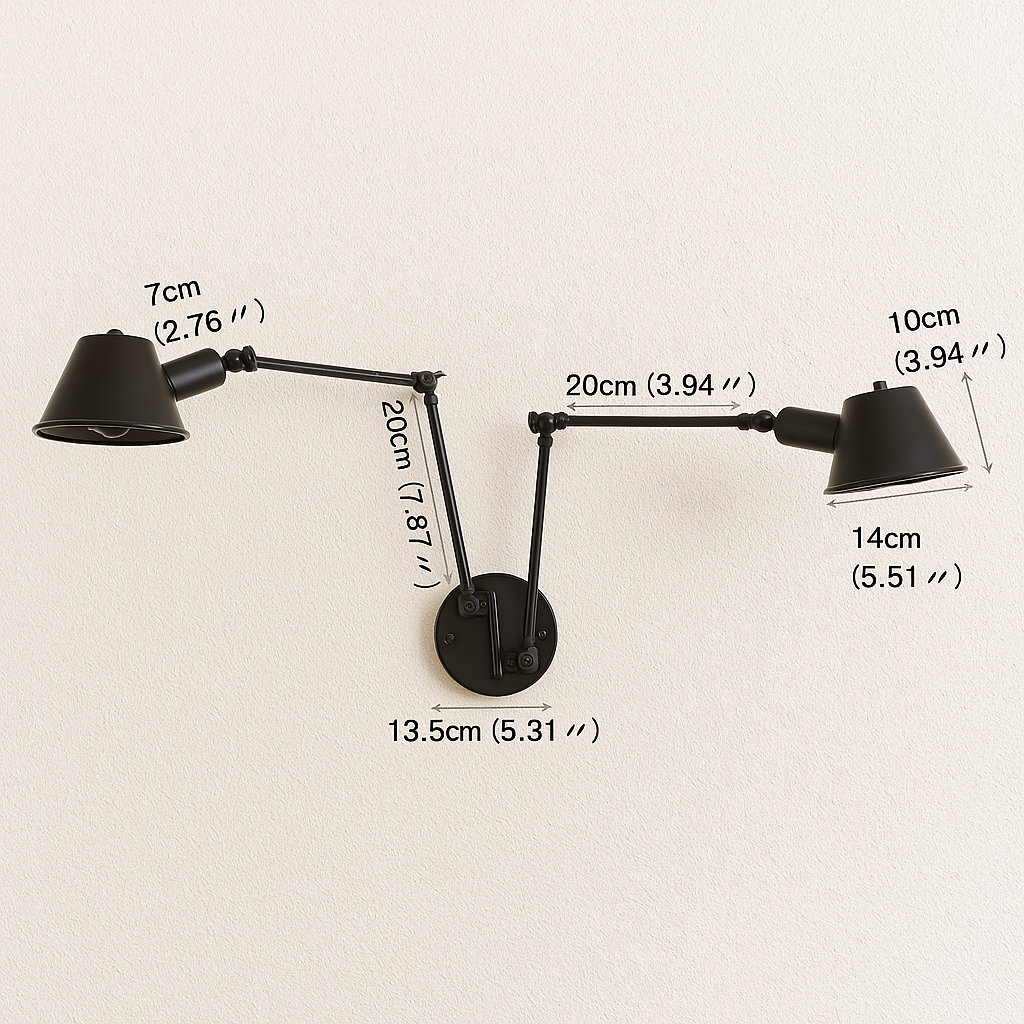 Luminária Arandela Moderna Minimalista Retrô Industrial Articulada Metal Graslin - ABAZZUR™