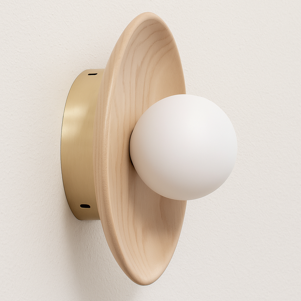 Luminária Arandela Moderna Minimalista Rústica Madeira Vidro Passy - ABAZZUR™