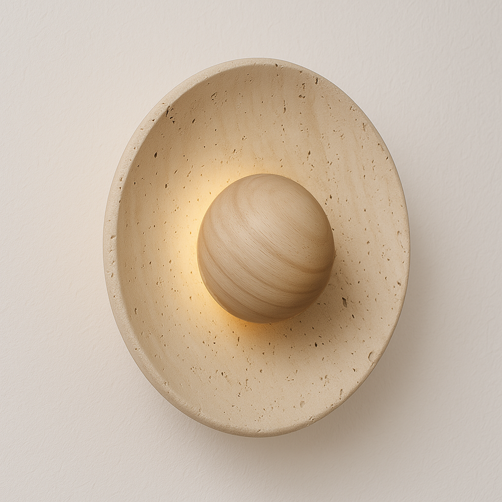 Luminária Arandela Moderna Minimalista Rústico LED Mármore Travertino Vigo - ABAZZUR™