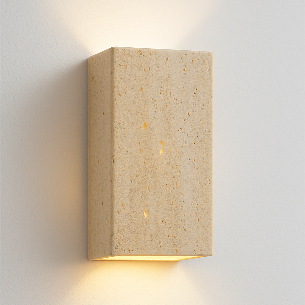 Luminária Arandela Moderna Minimalista Rústico LED Mármore Travertino Wada - ABAZZUR™