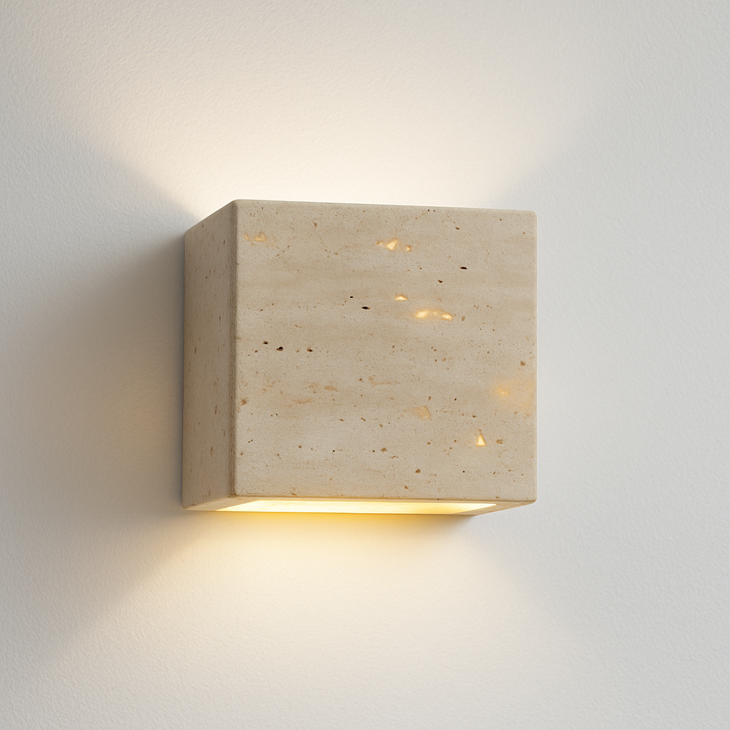 Luminária Arandela Moderna Minimalista Rústico LED Mármore Travertino Wada - ABAZZUR™
