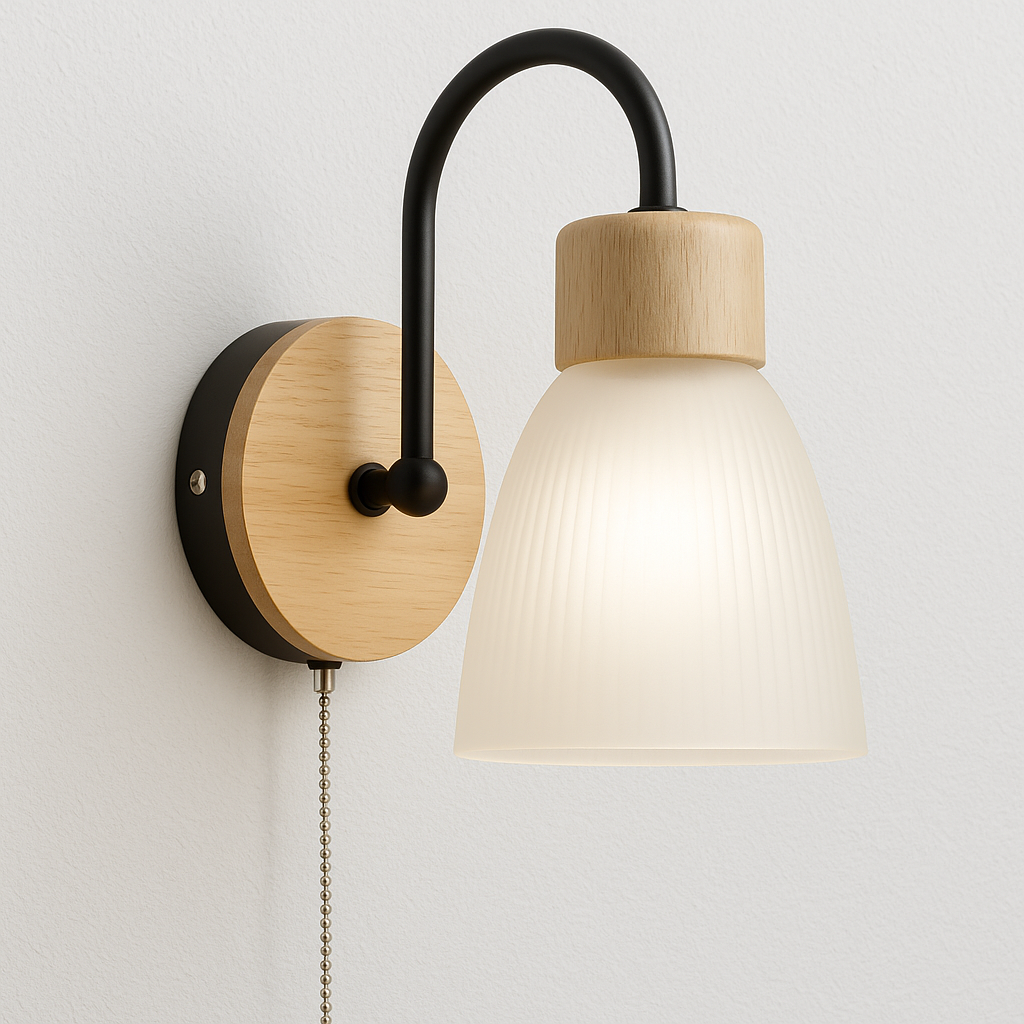 Luminária Arandela Moderna Minimalista Rústico Madeira Vidro Metal Camdn - ABAZZUR™