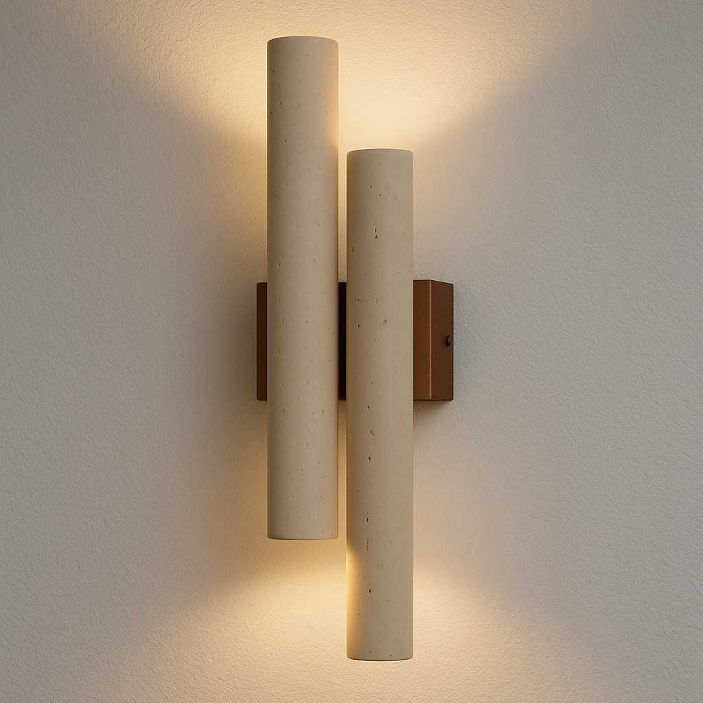 Luminária Arandela Moderna Minimalista Rústico Mármore Travertino Knox - ABAZZUR™