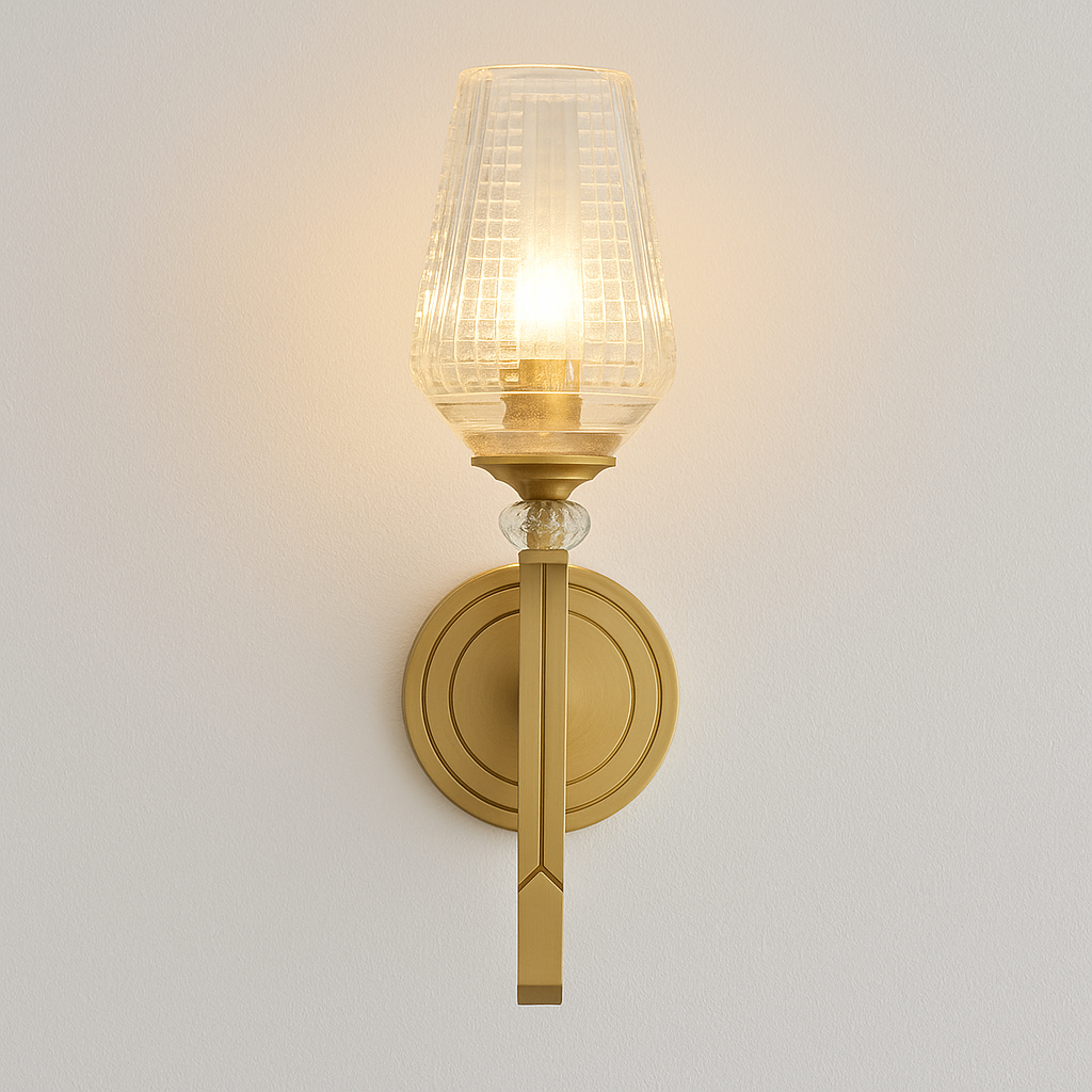 Luminária Arandela Moderna Minimalista Vidro Latão Kent - ABAZZUR™