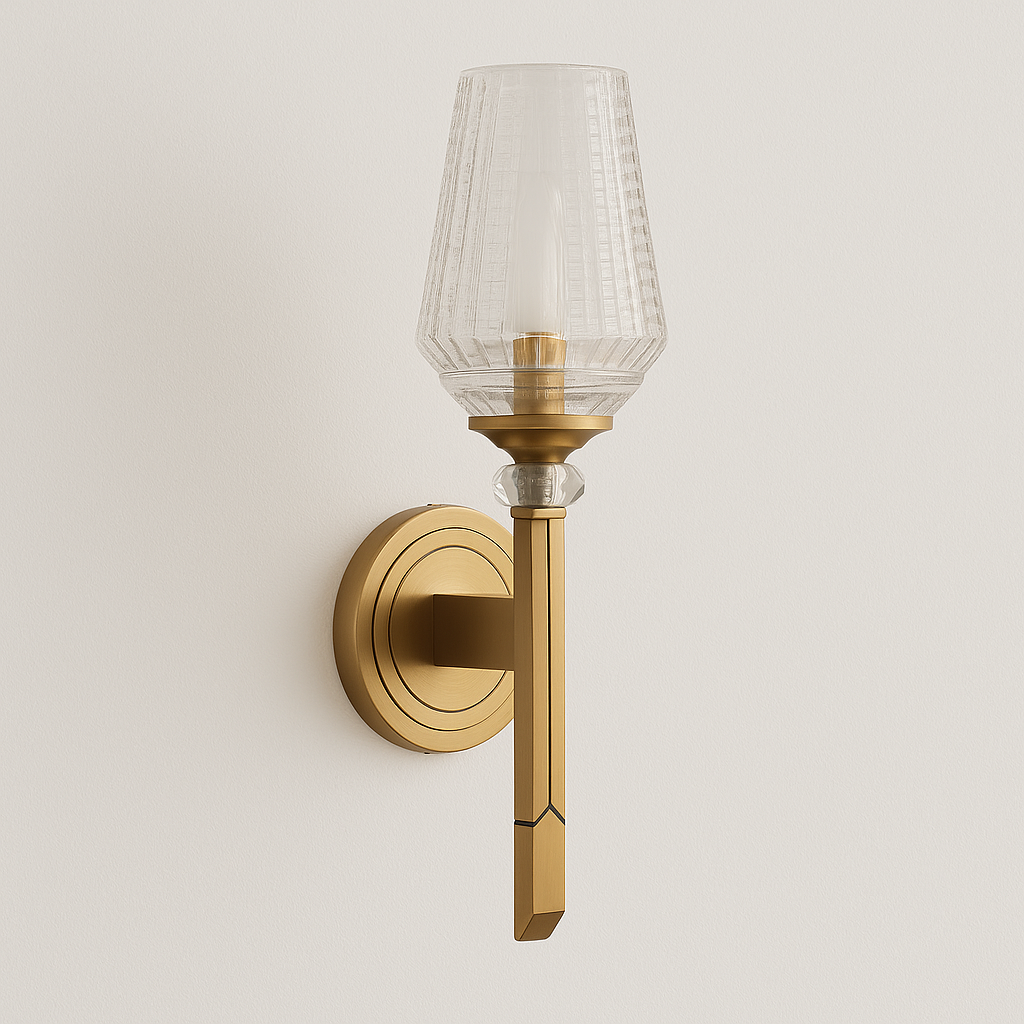 Luminária Arandela Moderna Minimalista Vidro Latão Kent - ABAZZUR™
