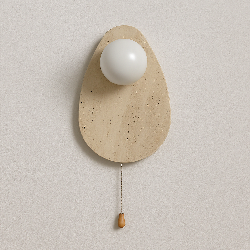 Luminária Arandela Moderna Minimalista Vidro Mármore Travertino Kassi - ABAZZUR™