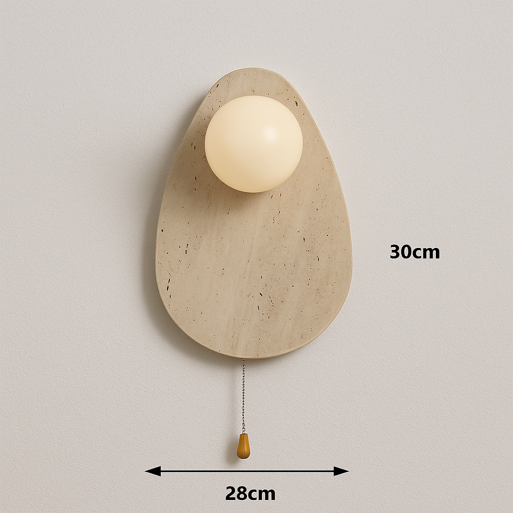 Luminária Arandela Moderna Minimalista Vidro Mármore Travertino Kassi - ABAZZUR™
