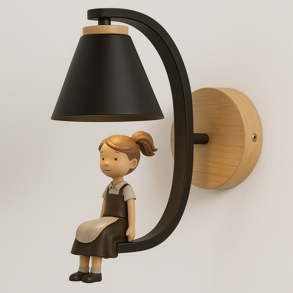 Luminária Arandela Moderna Retrô Infantil Madeira Metal Soder - ABAZZUR™