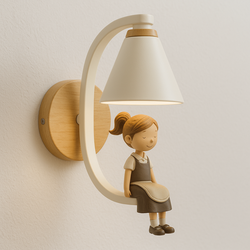 Luminária Arandela Moderna Retrô Infantil Metal Madeira Garde - ABAZZUR™