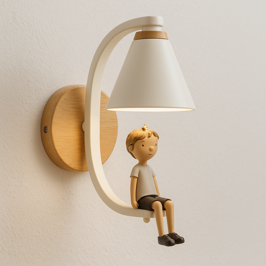 Luminária Arandela Moderna Retrô Infantil Metal Madeira Garde - ABAZZUR™