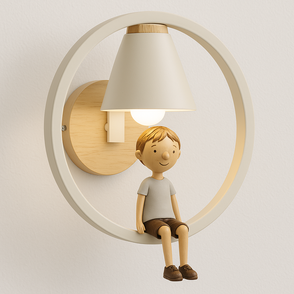 Luminária Arandela Moderna Retrô Infantil Metal Madeira Sowet - ABAZZUR™