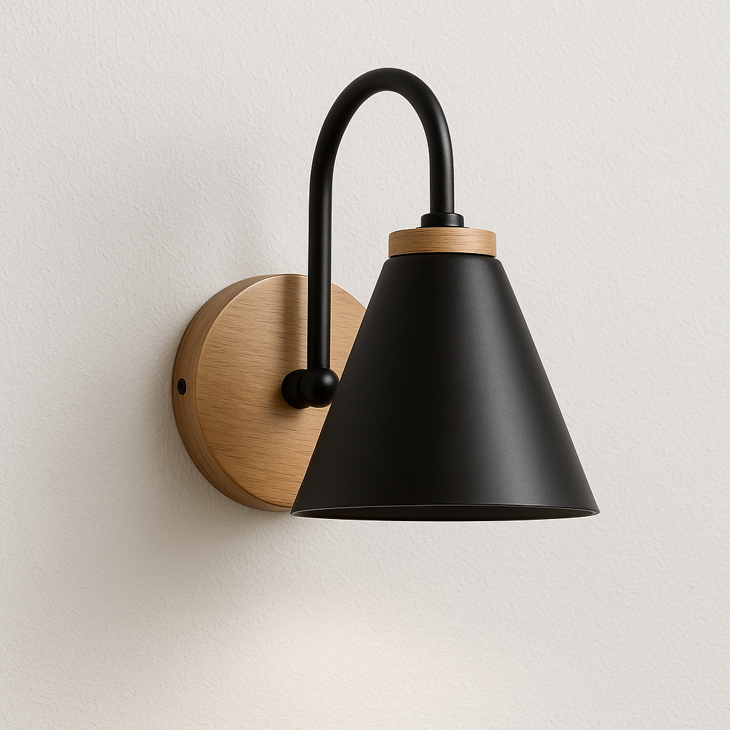 Luminária Arandela Moderna Retrô Madeira Metal Articulada Node - ABAZZUR™