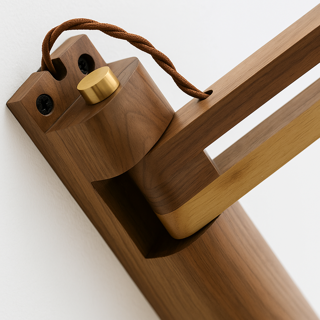 Luminária Arandela Moderna Rústica Articulada Cerâmica Madeira Metal Kens - ABAZZUR™