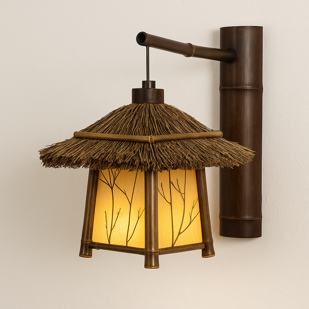 Luminária Arandela Moderna Rústica Minimalista Bambu Madeira Tribe - ABAZZUR™