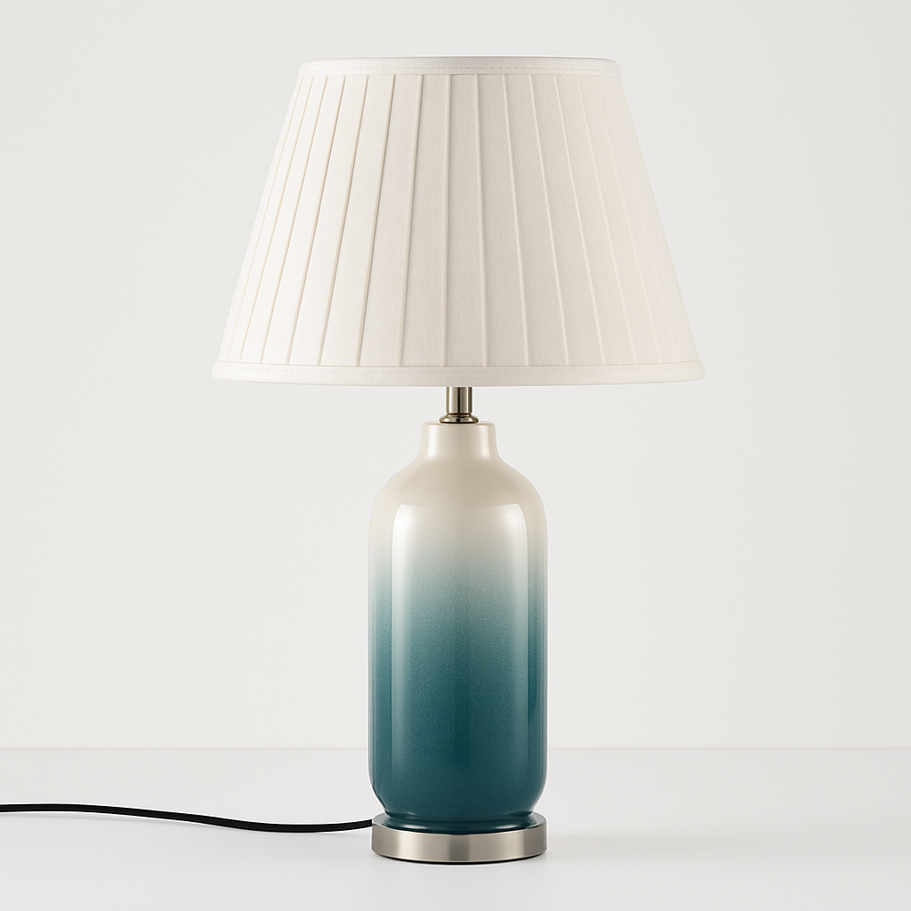 Luminária de Mesa Abajur Clássica Metal Cerâmica Tecido Saphina - ABAZZUR™