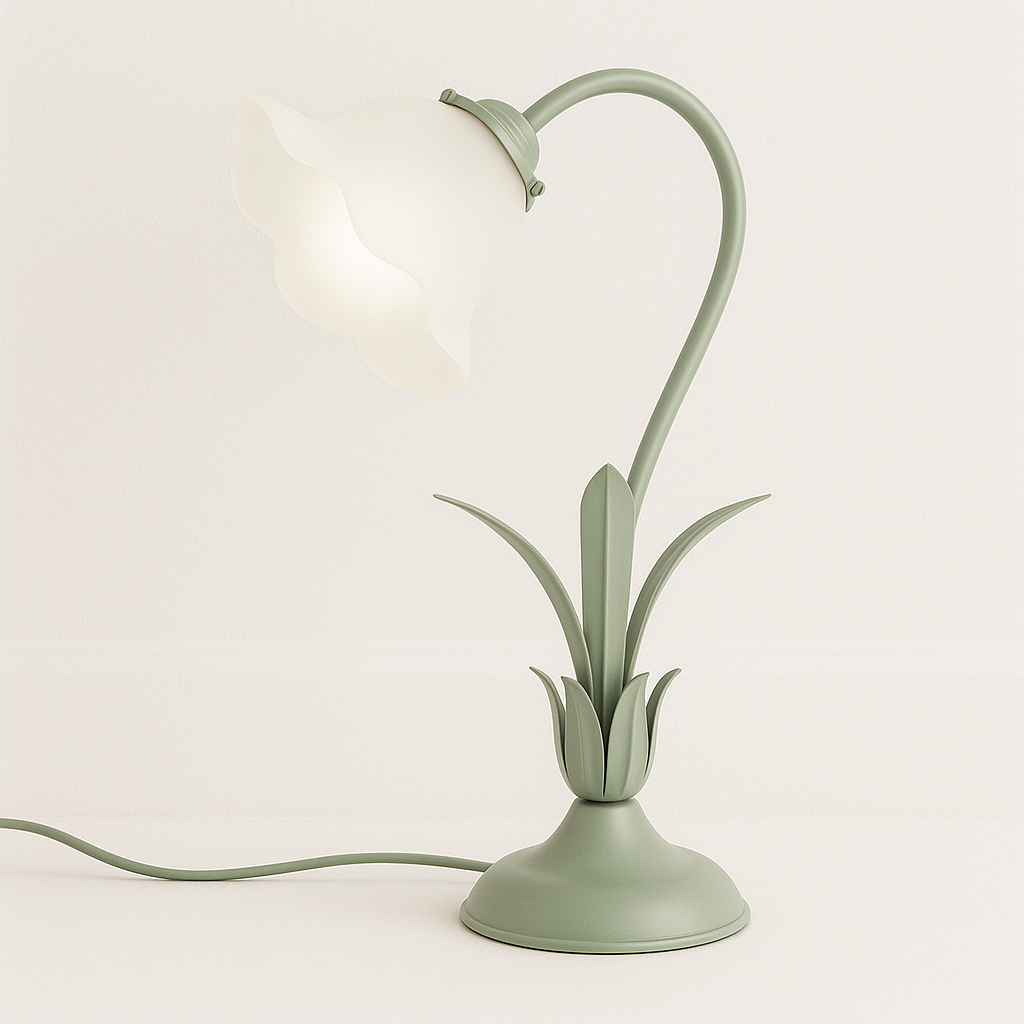 Luminária de Mesa Abajur Moderna Articulada Vidro Metal Flor Zyrah - ABAZZUR™