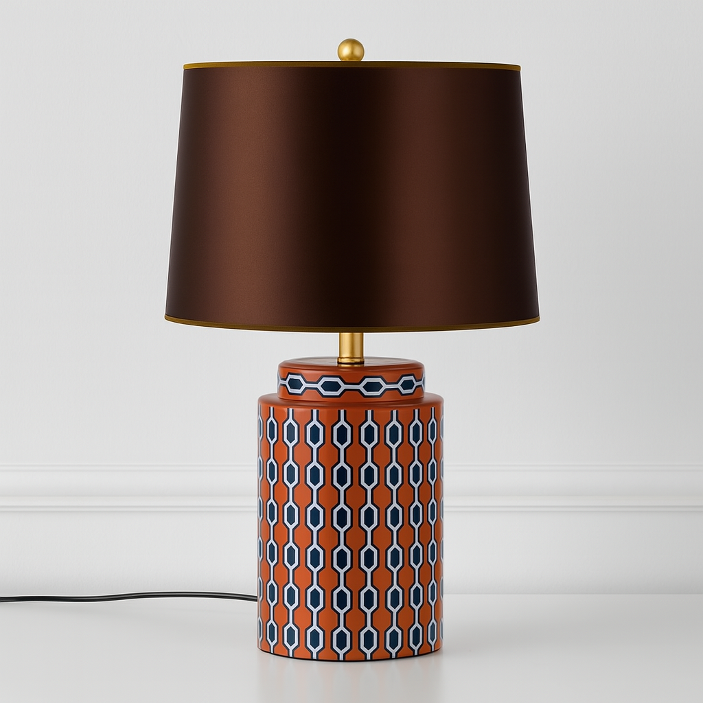 Luminária de Mesa Abajur Moderna Cerâmica Tecido Metal Cerato - ABAZZUR™