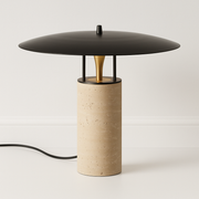 Luminária de Mesa Abajur Moderna LED Mármore Travertino Metal Mauá - ABAZZUR™