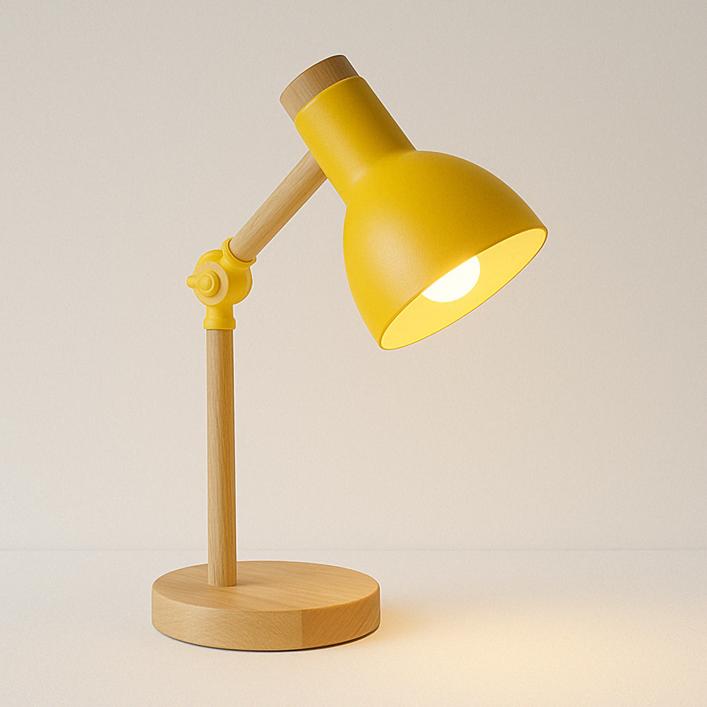 Luminária de Mesa Abajur Moderna Leitura Articulada Metal Madeira Kirlia - ABAZZUR™
