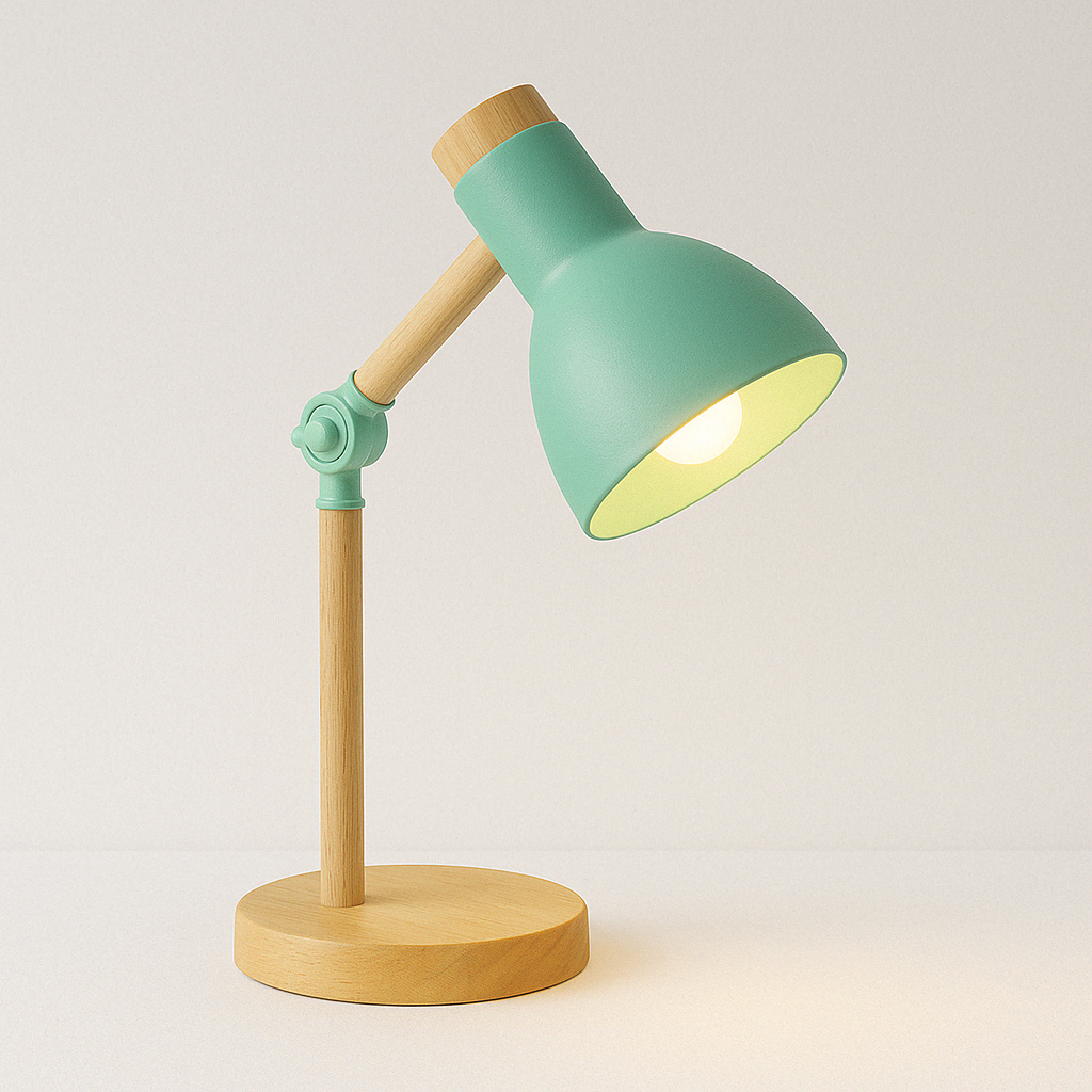 Luminária de Mesa Abajur Moderna Leitura Articulada Metal Madeira Kirlia - ABAZZUR™