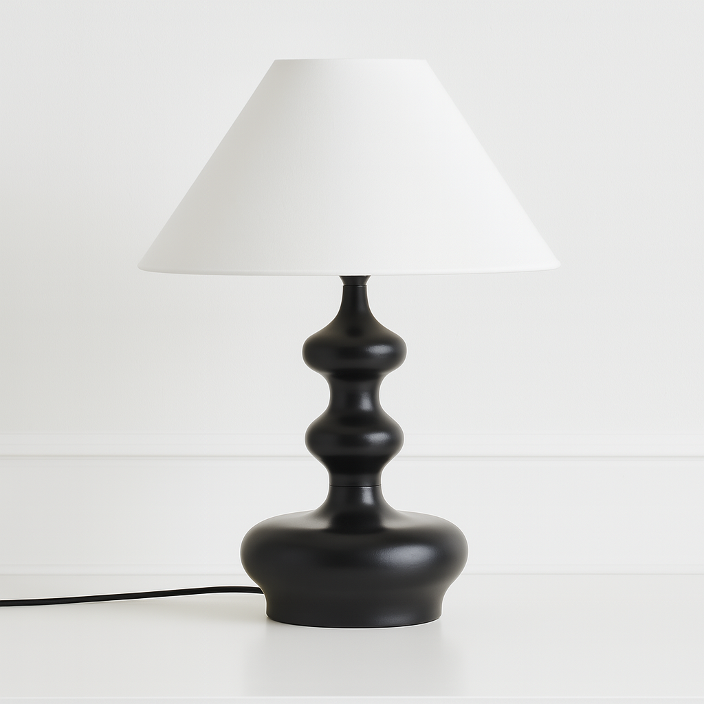Luminária de Mesa Abajur Moderna Madeira Tecido Metal Herrera - ABAZZUR™